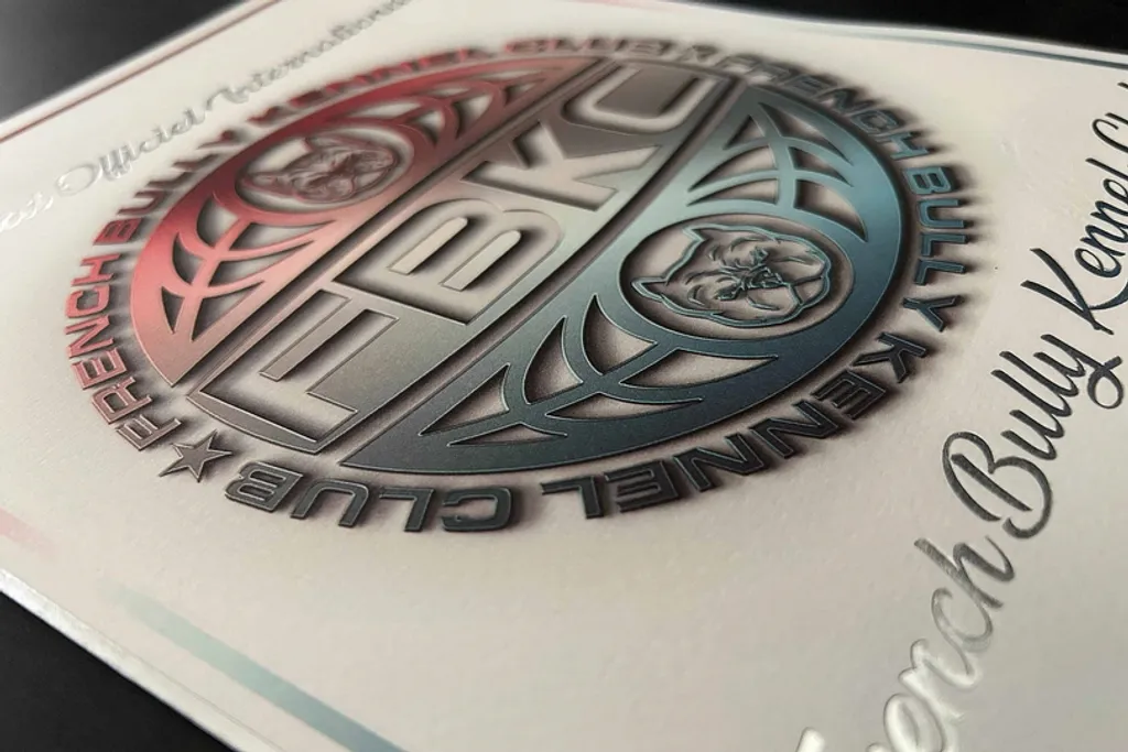 photo du pedigree fbkc format papier avec le logo du club